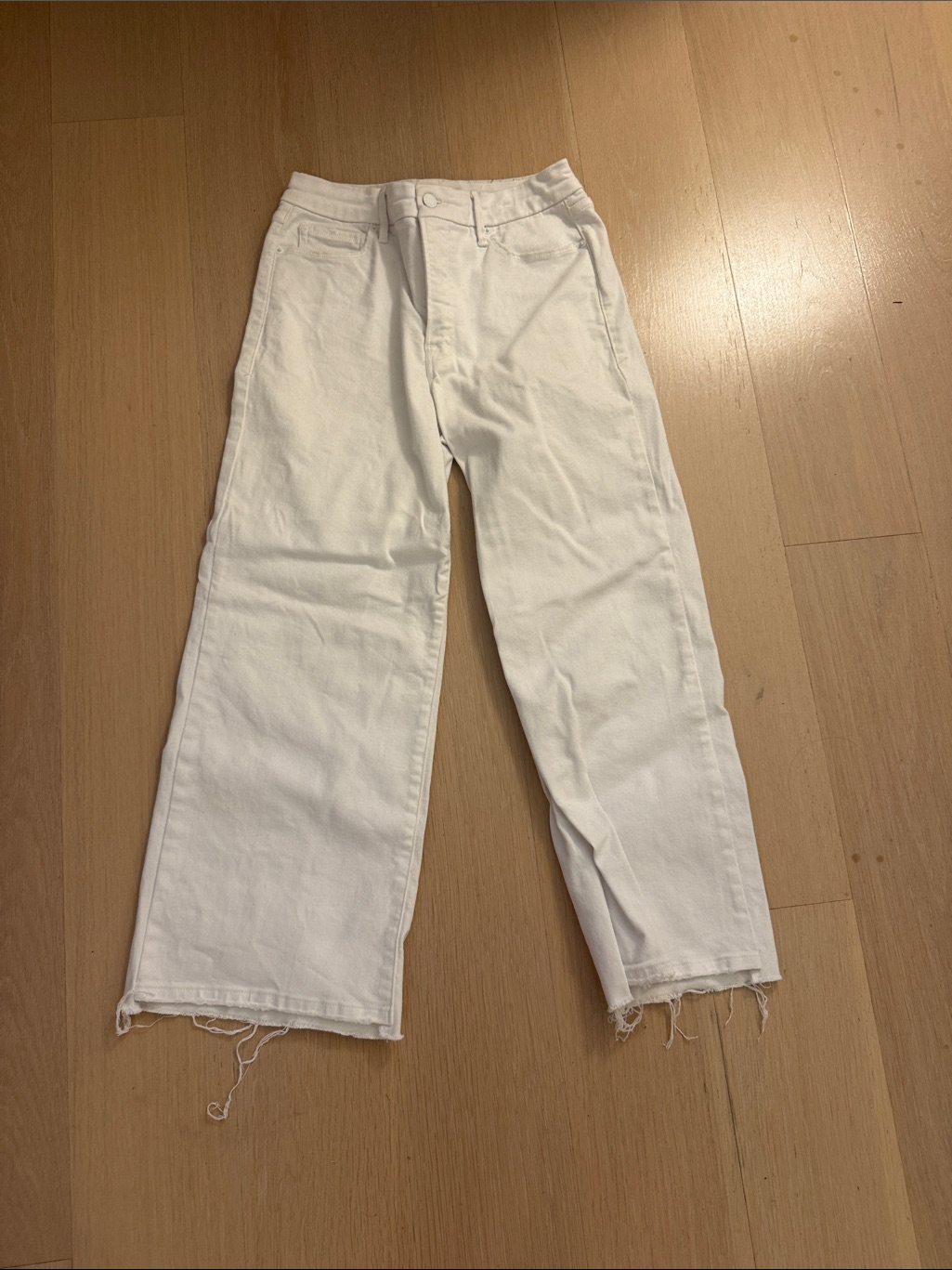 Good American Good Waist Palazzo Crop White Jeans